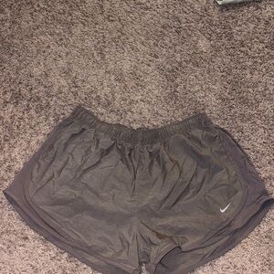 Nike Women’s Charcoal Athletic Shorts with White Swoosh